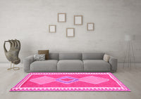 Machine Washable Oriental Pink Traditional Rug, wshcon3081pnk