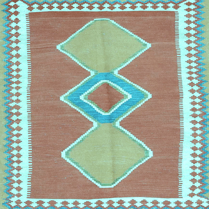 Square Machine Washable Oriental Light Blue Traditional Rug, wshcon3081lblu