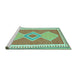 Sideview of Machine Washable Oriental Turquoise Traditional Area Rugs, wshcon3081turq