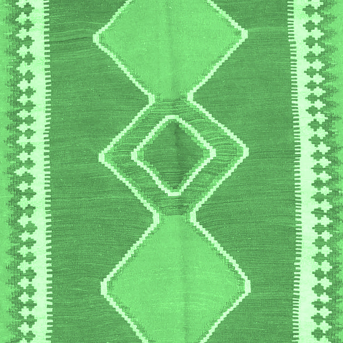 Machine Washable Oriental Emerald Green Traditional Area Rugs, wshcon3081emgrn