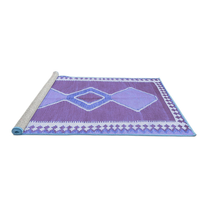 Sideview of Machine Washable Oriental Blue Traditional Rug, wshcon3081blu