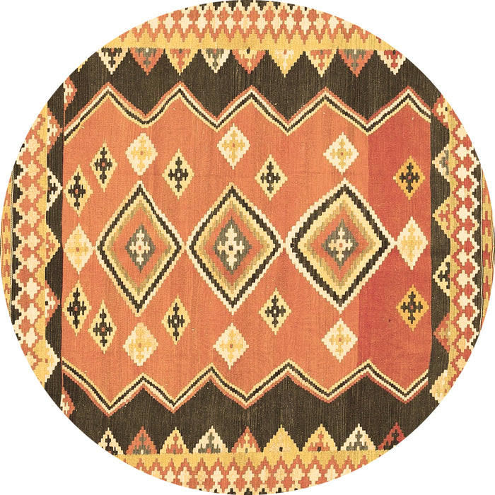 Round Machine Washable Oriental Brown Traditional Rug, wshcon3082brn
