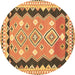 Round Machine Washable Oriental Brown Traditional Rug, wshcon3082brn