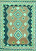 Machine Washable Oriental Turquoise Traditional Area Rugs, wshcon3082turq