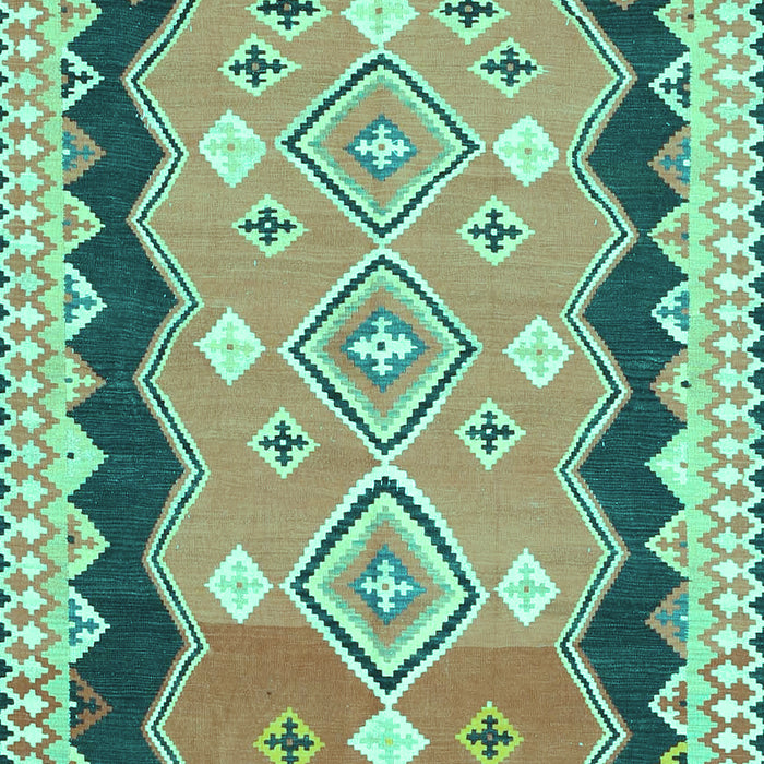 Machine Washable Oriental Turquoise Traditional Area Rugs, wshcon3082turq