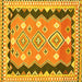 Square Machine Washable Oriental Yellow Traditional Rug, wshcon3082yw