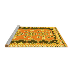 Sideview of Machine Washable Oriental Yellow Traditional Rug, wshcon3082yw