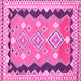 Square Machine Washable Oriental Pink Traditional Rug, wshcon3082pnk