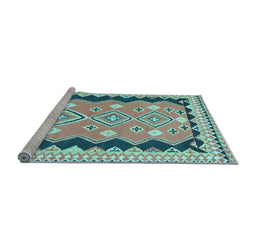Sideview of Machine Washable Oriental Light Blue Traditional Rug, wshcon3082lblu