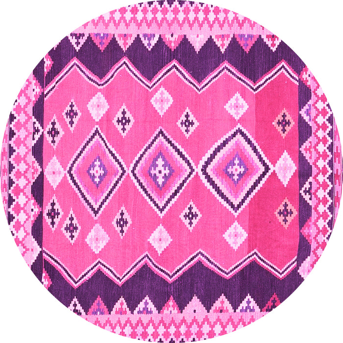 Round Oriental Pink Traditional Rug, con3082pnk