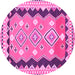 Round Oriental Pink Traditional Rug, con3082pnk