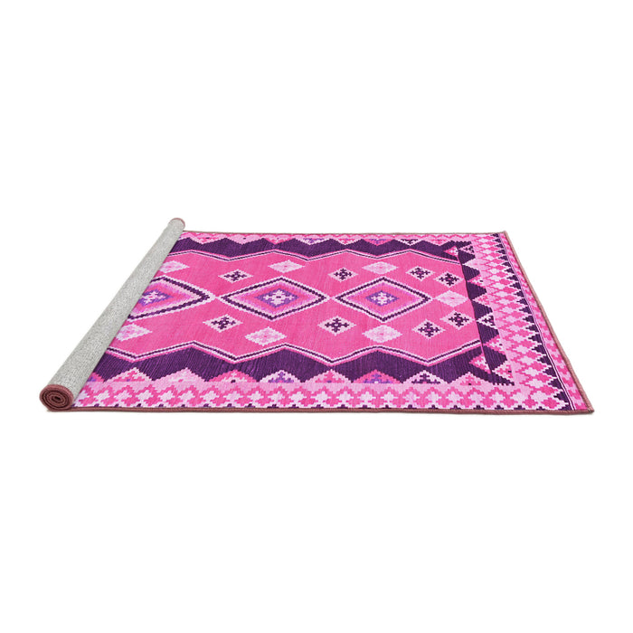 Sideview of Machine Washable Oriental Pink Traditional Rug, wshcon3082pnk
