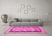 Machine Washable Oriental Pink Traditional Rug in a Living Room, wshcon3082pnk