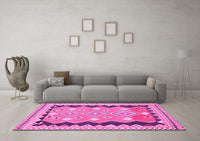 Machine Washable Oriental Pink Traditional Rug, wshcon3082pnk