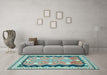 Machine Washable Oriental Light Blue Traditional Rug in a Living Room, wshcon3082lblu