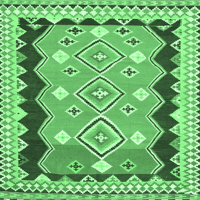 Square Machine Washable Oriental Emerald Green Traditional Area Rugs, wshcon3082emgrn