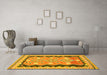 Machine Washable Oriental Yellow Traditional Rug in a Living Room, wshcon3082yw