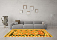 Machine Washable Oriental Yellow Traditional Rug, wshcon3082yw