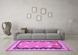 Machine Washable Oriental Purple Traditional Area Rugs in a Living Room, wshcon3082pur
