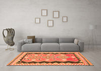 Machine Washable Oriental Orange Traditional Rug, wshcon3082org