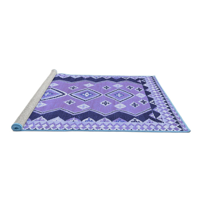 Sideview of Machine Washable Oriental Blue Traditional Rug, wshcon3082blu