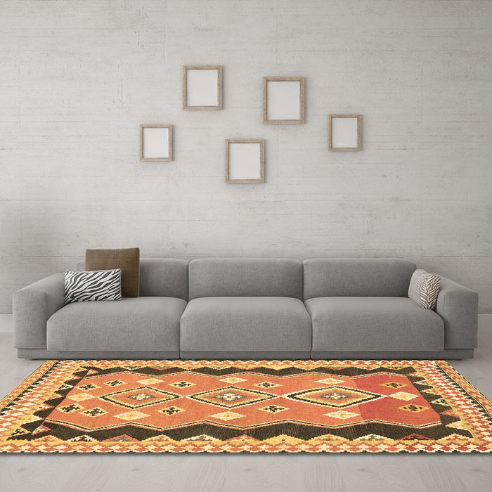 Machine Washable Oriental Brown Traditional Rug in a Living Room,, wshcon3082brn