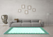 Machine Washable Solid Turquoise Modern Area Rugs in a Living Room,, wshcon3083turq