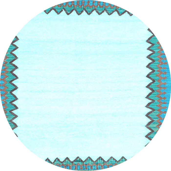 Round Machine Washable Solid Light Blue Modern Rug, wshcon3083lblu