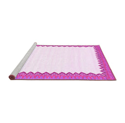 Sideview of Machine Washable Solid Pink Modern Rug, wshcon3083pnk