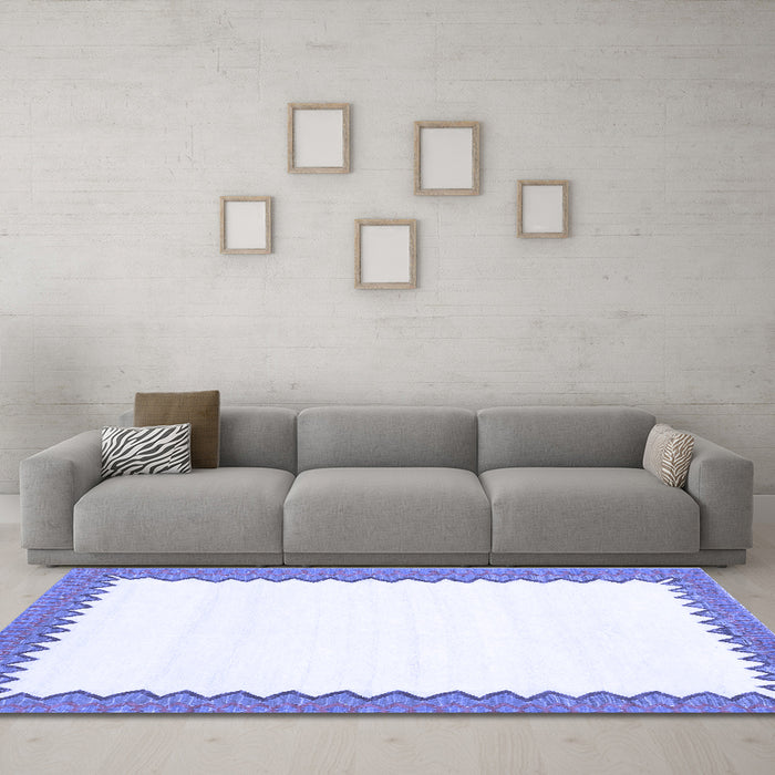 Machine Washable Solid Blue Modern Rug in a Living Room, wshcon3083blu
