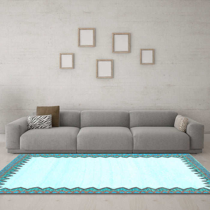 Machine Washable Solid Light Blue Modern Rug in a Living Room, wshcon3083lblu