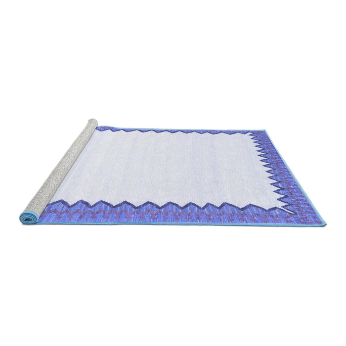 Sideview of Machine Washable Solid Blue Modern Rug, wshcon3083blu