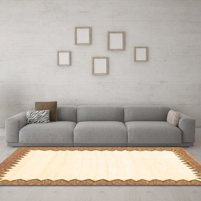 Machine Washable Solid Brown Modern Rug in a Living Room,, wshcon3083brn