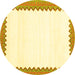 Round Machine Washable Solid Yellow Modern Rug, wshcon3083yw