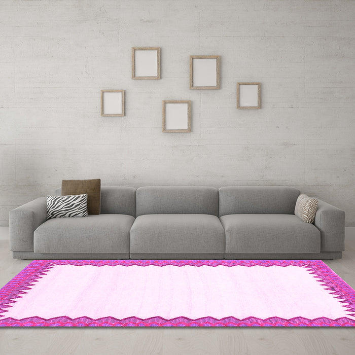Machine Washable Solid Pink Modern Rug in a Living Room, wshcon3083pnk