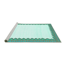 Sideview of Machine Washable Solid Turquoise Modern Area Rugs, wshcon3083turq