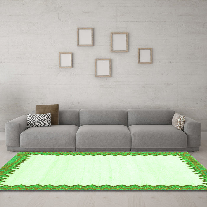 Machine Washable Solid Green Modern Area Rugs in a Living Room,, wshcon3083grn