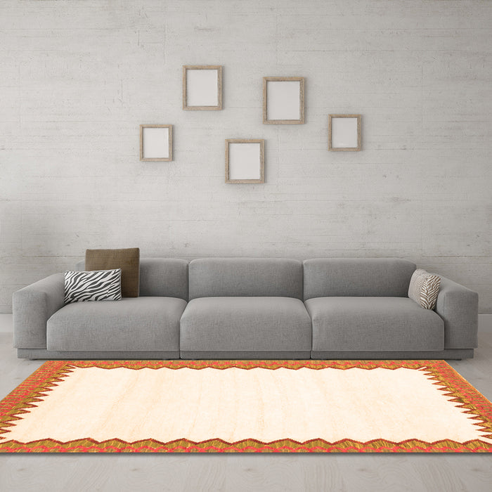 Machine Washable Solid Orange Modern Area Rugs in a Living Room, wshcon3083org