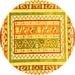 Round Oriental Yellow Traditional Rug, con3084yw