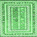 Square Machine Washable Oriental Emerald Green Traditional Area Rugs, wshcon3084emgrn