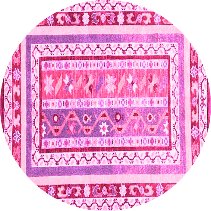 Round Oriental Pink Traditional Rug, con3084pnk