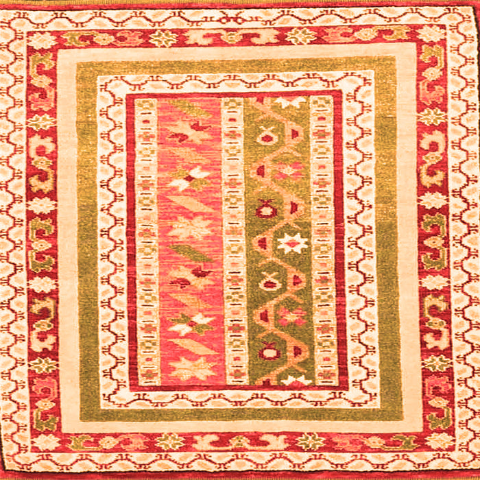 Round Machine Washable Oriental Orange Traditional Area Rugs, wshcon3084org