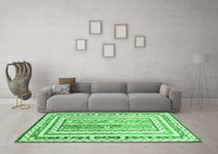 Machine Washable Oriental Emerald Green Traditional Rug, wshcon3084emgrn