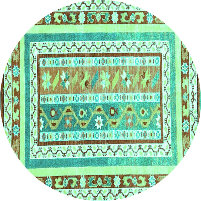 Round Oriental Turquoise Traditional Rug, con3084turq