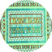 Round Oriental Turquoise Traditional Rug, con3084turq