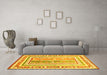 Machine Washable Oriental Yellow Traditional Rug in a Living Room, wshcon3084yw