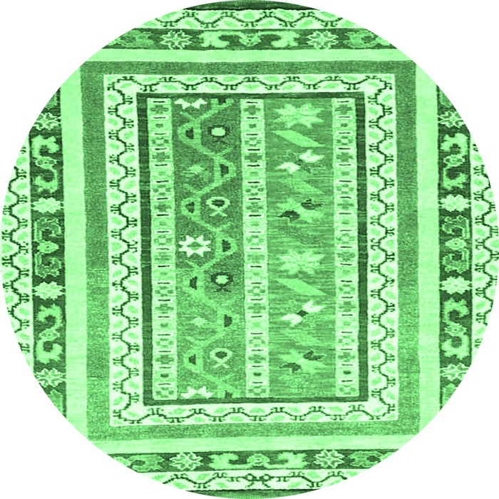 Round Oriental Emerald Green Traditional Rug, con3084emgrn