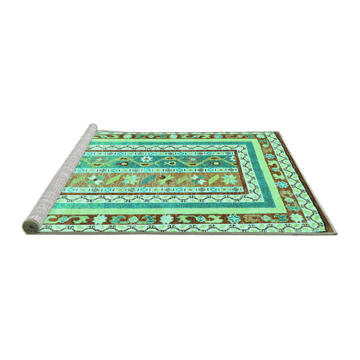 Sideview of Machine Washable Oriental Turquoise Traditional Area Rugs, wshcon3084turq
