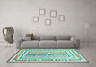 Machine Washable Oriental Light Blue Traditional Rug in a Living Room, wshcon3084lblu