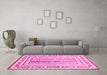 Machine Washable Oriental Pink Traditional Rug in a Living Room, wshcon3084pnk